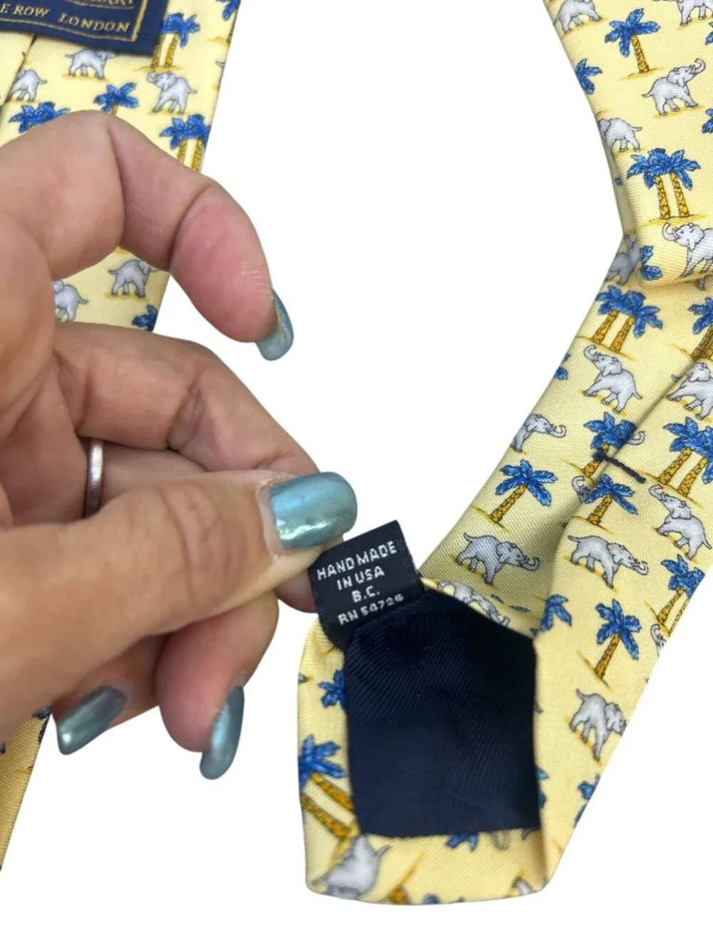 Holland & Sherry 1836 Silk Tie Men's Yellow Elephant Tropical Handmade USA